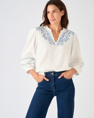 Blouse brodée en gaze de coton