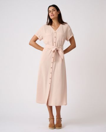 Robe-saharienne tissu crêpe