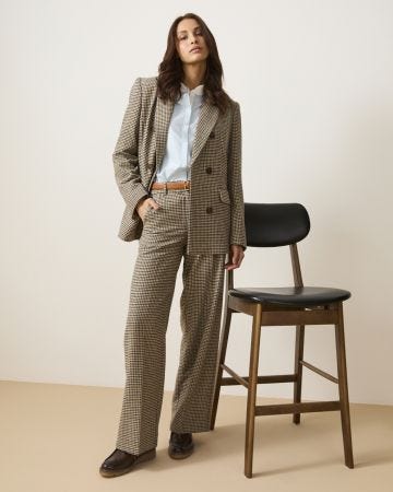 Pantalon large motif pied-de-poule