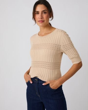 Pull à côtes ajourées