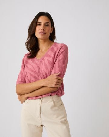 Pull jeu de maille motif zébré