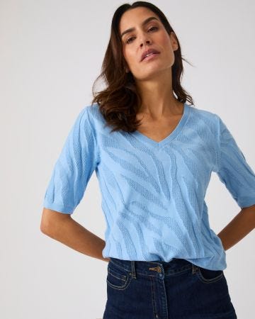 Pull jeu de maille motif zébré