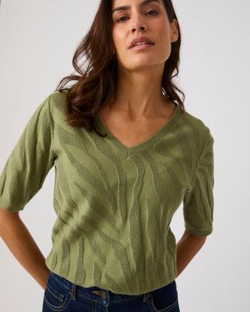 Pull jeu de maille motif zébré