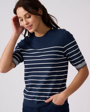 Pull rayé manches aux coudes