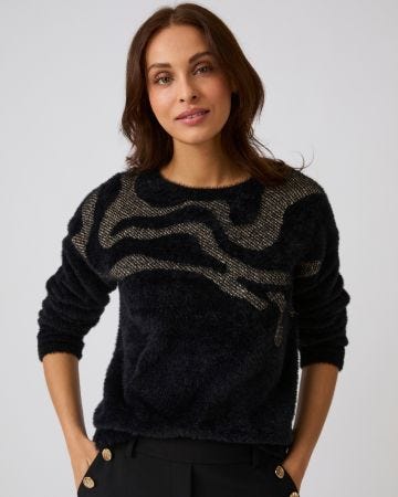 Pull maille poilue à motif stylisé brillant
