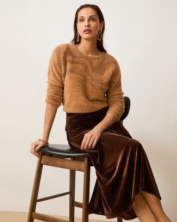 Pull maille poilue à motif stylisé brillant
