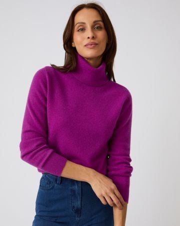 Pull col roulé pur cachemire