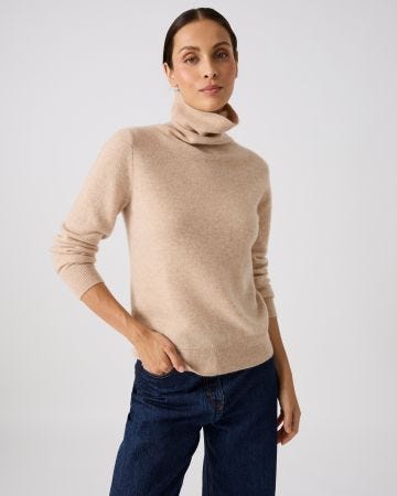Pull col roulé pur cachemire