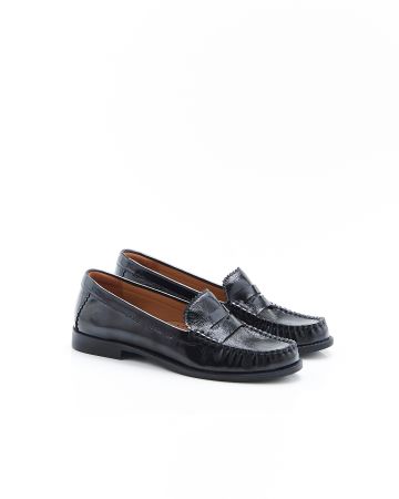 Mocassins vernis effet plissé