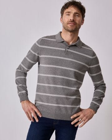 Pull col polo rayé