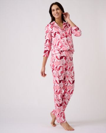 Pyjama boutonné tissu satiné