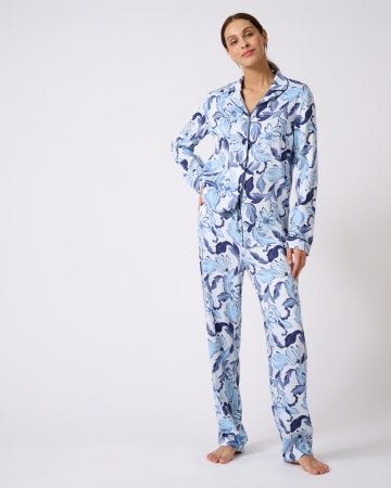 Pyjama boutonné tissu satiné