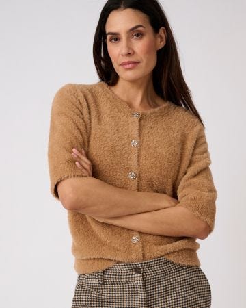 Cardigan maille poilue