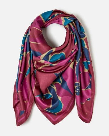 Foulard satiné imprimé fleuri