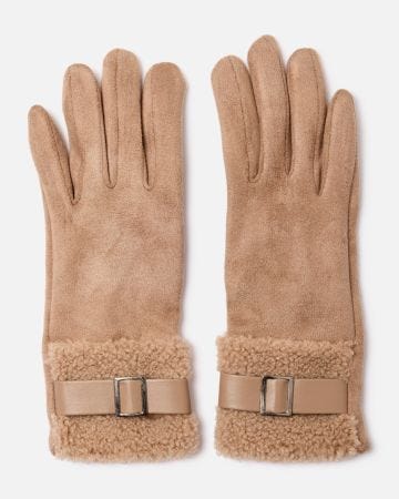 Gants suédine détail moutonné