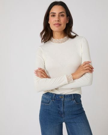 T-shirt Thermolactyl Sensitive col montant dentelle