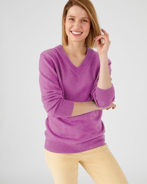 Pull col "V" maille jersey