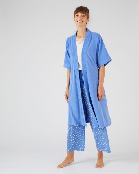 Robe de chambre forme kimono, maille bouclette