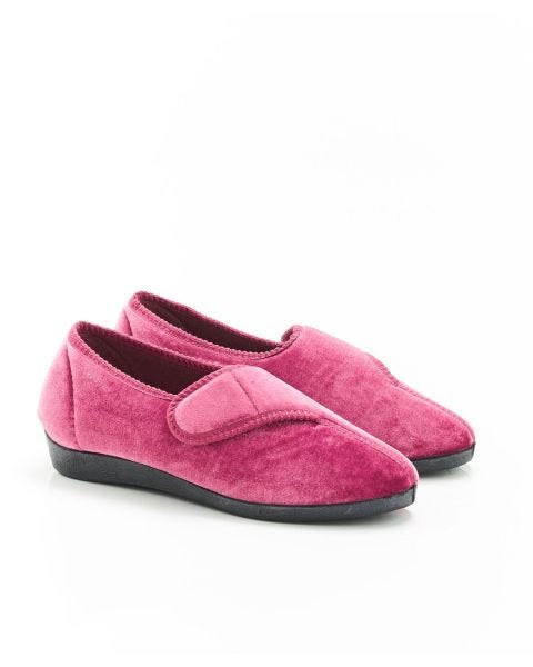 Chaussons en velours, à ouverture totale