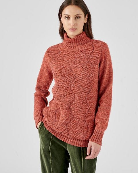 Pull col roulé, maille chinée chaude Thermolactyl