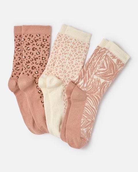 Lot de 3 paires de mi-chaussettes maille jacquard laine et Thermolactyl