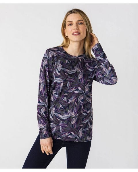 Tee-shirt maille chaude motif feuilles