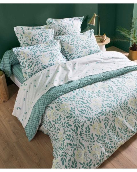 Housse de couette Feuilles vertes pur coton