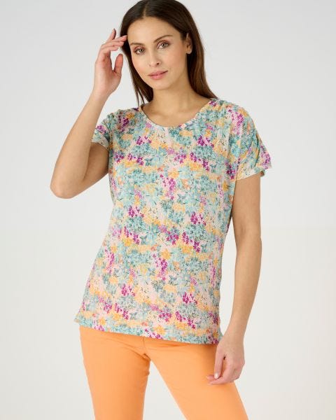 Tee-shirt résille imprimé fleurs