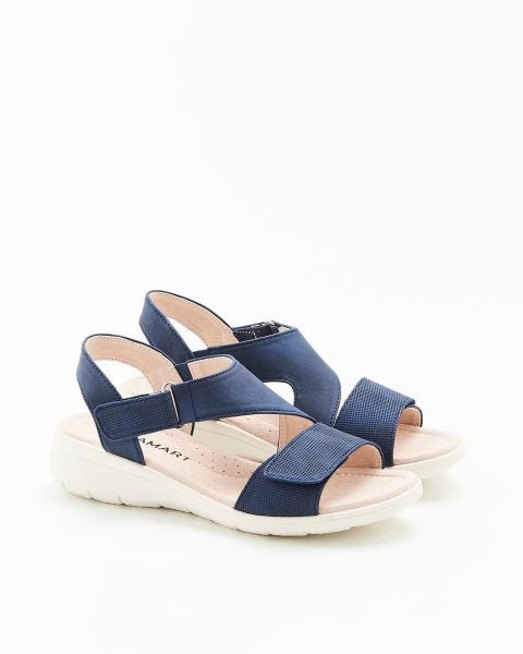 Sandales compensées aspect nubuck