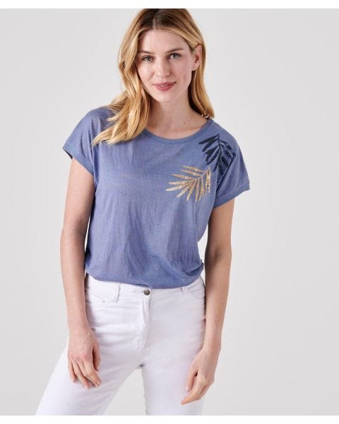 Tee shirt uni et imprimé à sequins