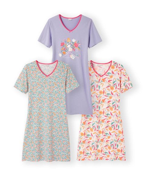 Lot de 3 chemises de nuit, 2 longueurs