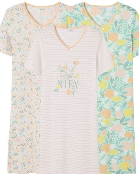 Lot de 3 chemises de nuit, 2 longueurs