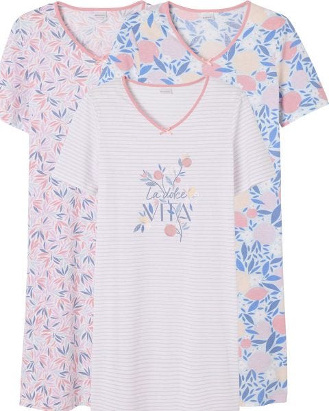Lot de 3 chemises de nuit, 2 longueurs