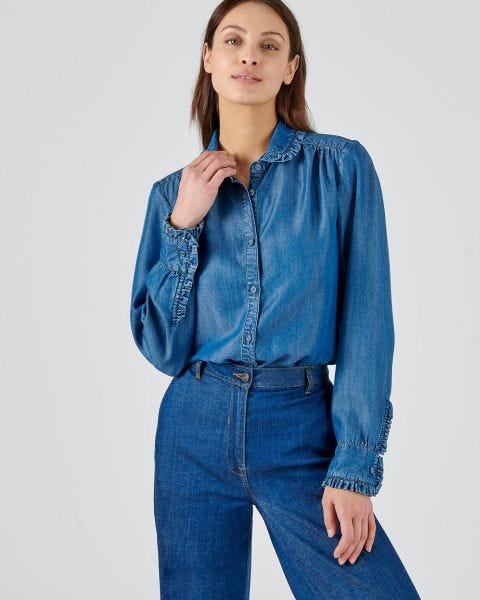 Chemisier col claudine fibres lyocell