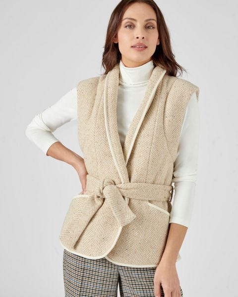 Veste lainage sans manches motif chevrons