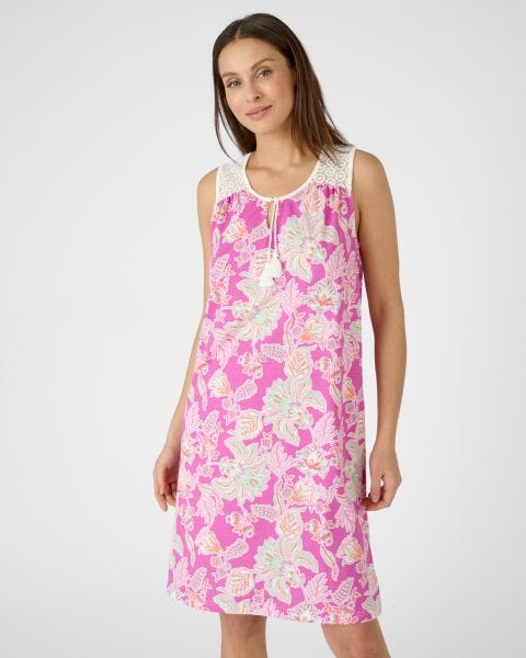 Chemise de nuit sans manches pur coton peigné