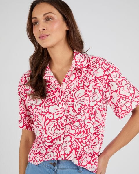 Chemisier imprimé manches à revers Climatyl