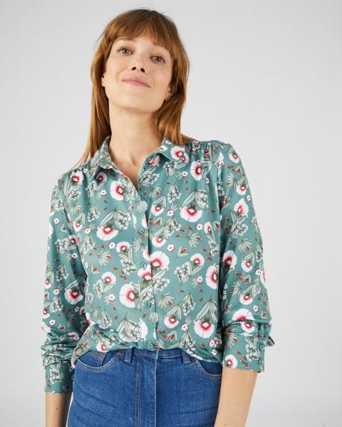Chemisier maille chaude fleuri ou géométrique