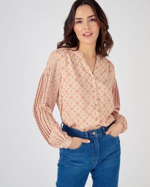 Chemisier manches plissées pure viscose