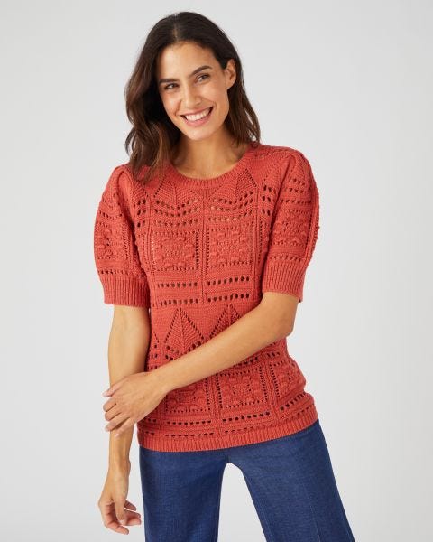 Pull maille ajourée effet crochet