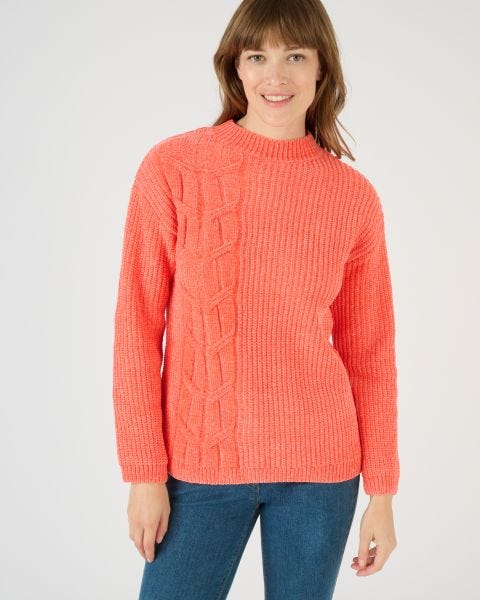 Pull maille chenille torsadé