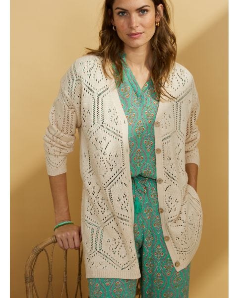 Gilet long maille ajourée