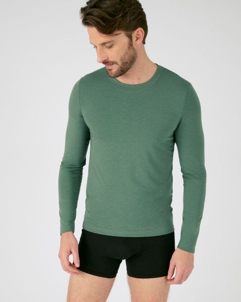 Tee shirt manche longue vert homme store