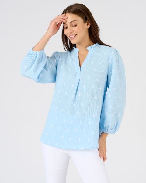 Blouse gaze pur coton brodée