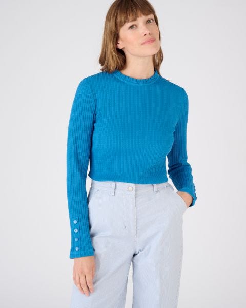 Tee-shirt en maille effet légèrement gaufré pur coton