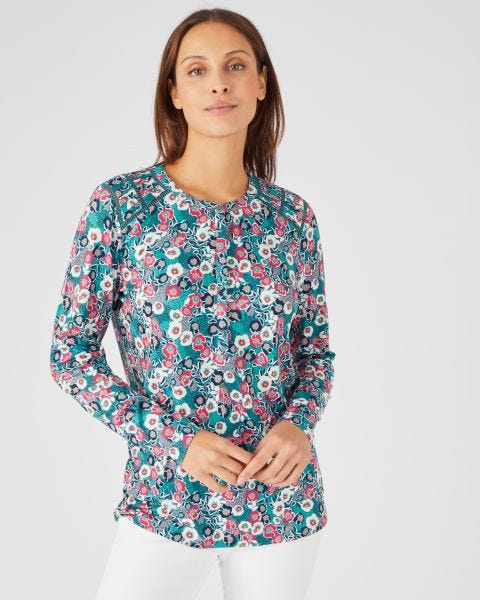 Tee-shirt avec jeux de plis et de jours échelle