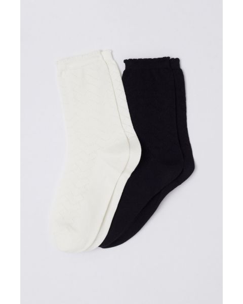 Lot de 2 paires de chaussettes maille pointelle