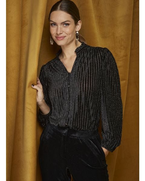 Chemisier en velours rayé