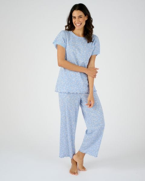 Pyjama 7/8ème en maille pointelle