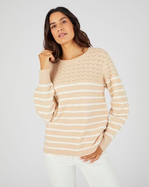 Pull rayures et maille ajourée Thermolactyl